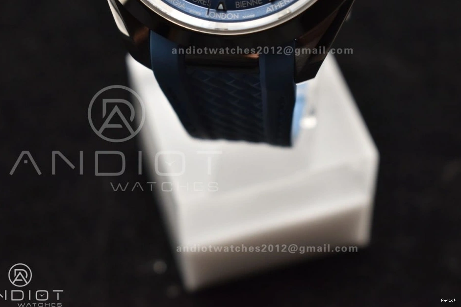 Best Strap 1:1 Summer VSF Clone A8938 Terra Rubber Aqua Worldtimer on Edition Super Blue Blue 43mm Dial GMT 0106